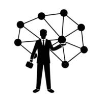 Corporate executive effectively connects digital nodes to enhance strong network vector