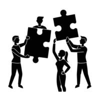 Team working together fitting puzzle pieces for smart solutions today vector