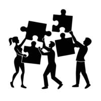 Team collaboratively solving puzzle challenges to drive business success today vector