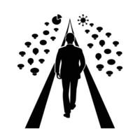 Entrepreneur walking along path leading to successful creative ventures today vector