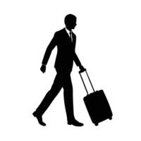 Business person walks steadily with rolling suitcase during journey today vector