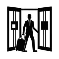 Business traveler swiftly passes through automatic airport gate with ease vector