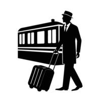 Professional boarding train with rolling suitcase for business commute today vector