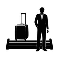 Executive waiting at baggage claim for efficient travel transitions today vector