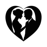 Couple forming heart with shadows in creative line art style vector