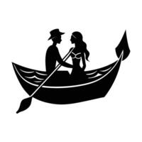 Romantic couple taking a boat ride with warm love vector