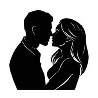 Romantic couple leaning in for a soft kiss sketch design vector