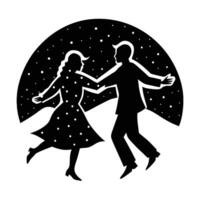 Romantic couple happily playing in the snow with warmth design vector