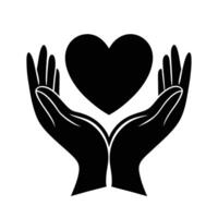 Tender hands gently offering a heart as love symbol design vector