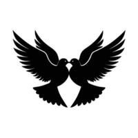 Adorable lovebirds happily flying together in clear blue sky design vector