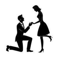Romantic man kneeling for a marriage proposal with love design vector