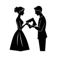 Romantic partners gently exchanging heartfelt love letters in soft design vector