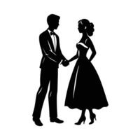 Romantic couple holding hands while facing each other tenderly design vector