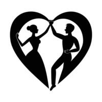 Romantic partners gracefully forming a heart shape with arms design vector