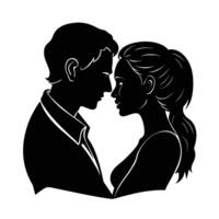 Romantic partners tenderly touching foreheads in warm true affection design vector