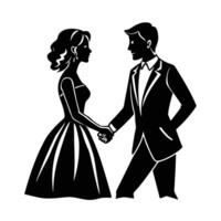 Romantic couple warmly holding hands while gazing at each other design vector