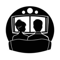 Romantic partners enjoying a movie night with great charm design vector