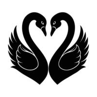 Romantic silhouette of two swans forming a perfect heart design vector