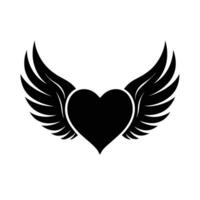Romantic silhouette of a heart with wings and grace design vector