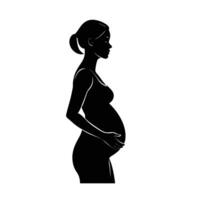 Future mother posed in profile with bell in hand softly vector