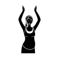 Mother to be extending arms upward in gentle stretch today vector