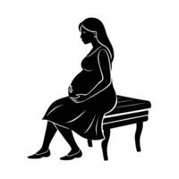 Pregnant lady calmly sitting on bench with gentle belly support vector