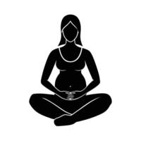 Pregnant woman sitting cross legged in deep meditation with calm vector