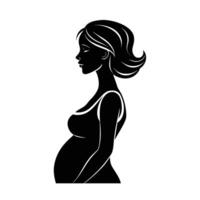 Happy pregnant woman side view displaying serene radiant expression today vector