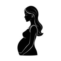 Happy expectant mother side view showing soft gentle smile today vector