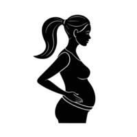 Pregnant woman with ponytail moving rhythmically in upbeat disco today vector