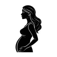 Serene pregnant woman side view showing peaceful gentle expression today vector