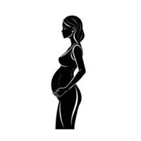 Mother to be side view elegantly standing with gentle pose vector