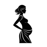 Expectant mother side view standing proudly with soft smile today vector