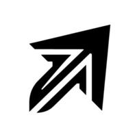 Bold black abstract featuring an upwardpointing stylized arrow with intricate geometric lines against a clean white background. vector