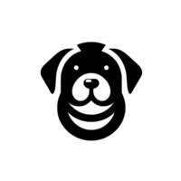 Minimalist Black and White Dog with a Happy Expression, Perfect for Logos or Emblems, Style Art. vector