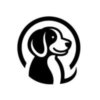 Minimalist Black and White Dog Inside a Circle Profile View, Canine, Simple , Pet Symbol for Branding, Isolated on White. vector