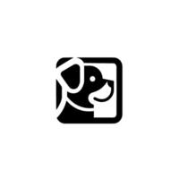 Minimalist Square of a Smiling Dogs Face in Black and White, Simple on Gradient Background. vector