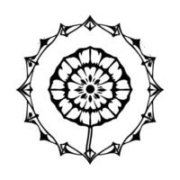 Intricate Black and White Mandala Featuring a Stylized Lotus Flower Within a Geometric Circular Frame on a White Background. vector