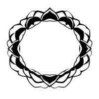 Intricate Black and White FloralInspired Oval Frame on a Plain White Background, Abstract, Geometric, Decorative, Minimalist. vector