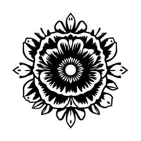 Intricate black and white floral mandala , symmetrical and detailed, a perfect pattern for various applications, like tattoo designs. vector