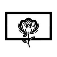 Artistic Black and White Floral Illustration A stylized rose within a bold rectangular frame, evoking elegance and simplicity. vector