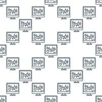 Heart Symbol and Chart Pattern on Computer Screen seamless pattern in outline style vector