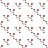 Candlestick Pattern Chart and Heart Buy and Sell Trading colored seamless pattern vector