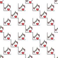 Graph and Heart for Investor and Trader Financial Overview colored seamless pattern vector