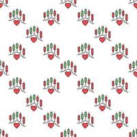 Red Heart and Financial Chart Stock Analysis colored seamless pattern vector