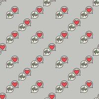 Red Heart and Candlestick Chart in Speech Bubbles Expressing Dedication to Markets colored seamless pattern vector