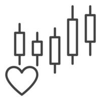Chart Pattern and Heart Investment Passion icon or sign in thin line style vector