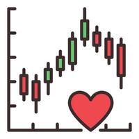Graph and Heart for Investor and Trader Financial Overview colored icon or logo element vector