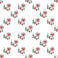 Candlestick Chart with Heart in Speech Bubble colored seamless pattern vector
