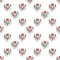 Candle chart with Red Heart and arrows colored seamless pattern vector